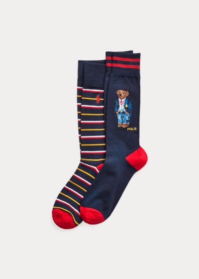 Calcetines Polo Ralph Lauren Hombre Azules - Polo Bear 2-Pack - KVEQW9072